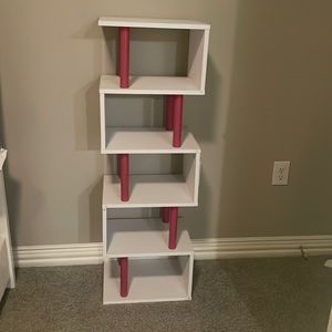 Pink and white book shelf